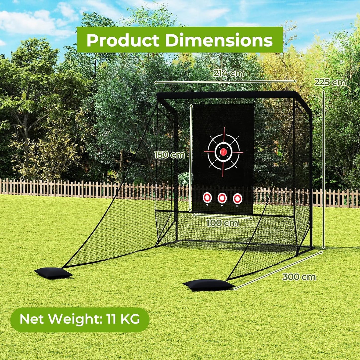 Golf Practice Hitting Net Golf Cage with Dual Side Barriers