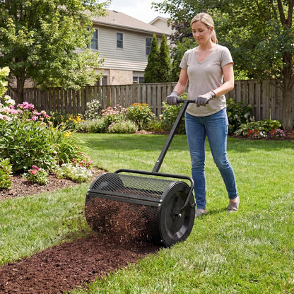 GiantexUK 27’’ Compost Spreader, Peat Moss Seeding Manure Fertiliser Garden Spreader Roller