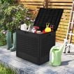 96 L Outdoor Storage Box with Rattan Patterns and Lockable Lid