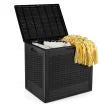 96 L Outdoor Storage Box with Rattan Patterns and Lockable Lid