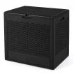96 L Outdoor Storage Box with Rattan Patterns and Lockable Lid