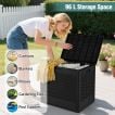 96 L Outdoor Storage Box with Rattan Patterns and Lockable Lid
