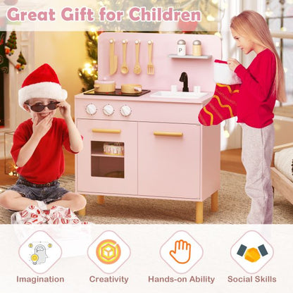 Toddler Pretend Play Kitchen with Light up Stove and Cooking Sounds