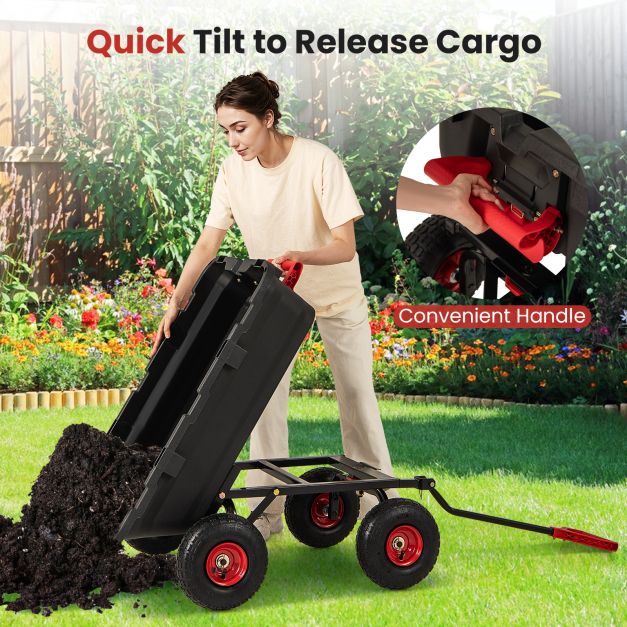 Garden Dump Cart with Adjustable Handle and Quick Dump Design