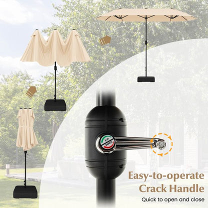 4m Double sided Patio Umbrella with Crank Handle for Garden Pool Backyard