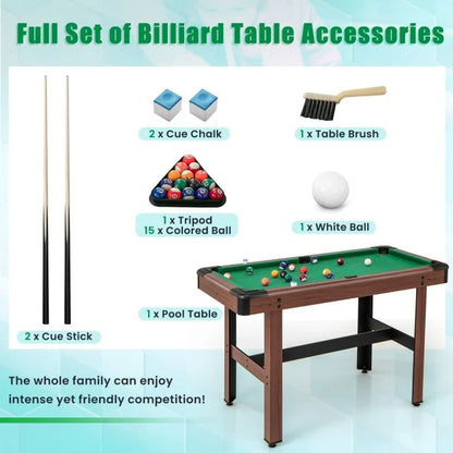 122 cm Wooden Pool Table for Kids and Adults