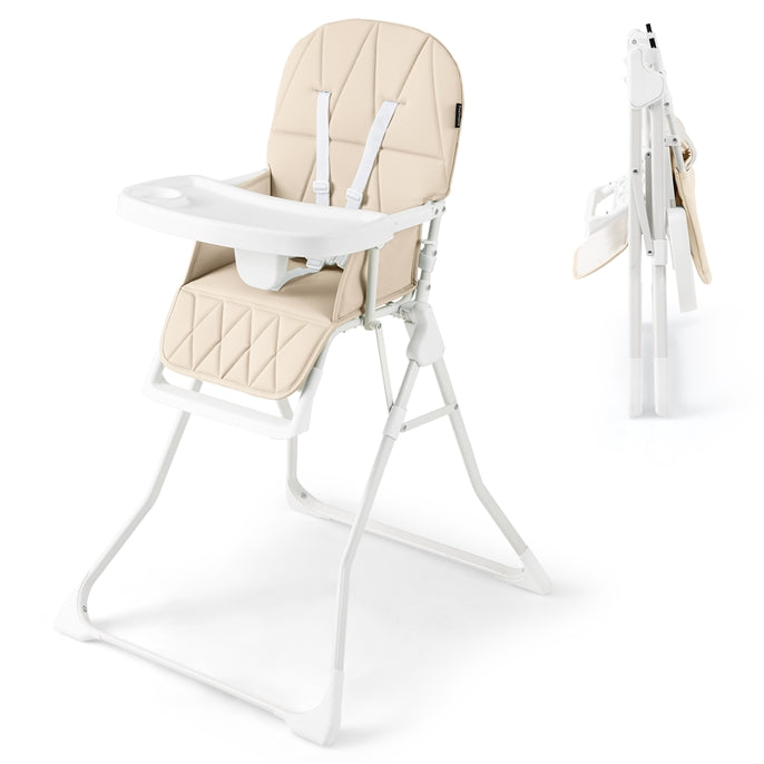 Foldable Baby Highchair Infant Dining Chair with 3-Position Adjustable Tray & Footrest