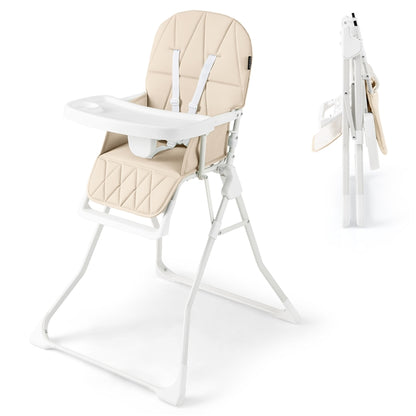 Foldable Baby Highchair Infant Dining Chair with 3-Position Adjustable Tray & Footrest