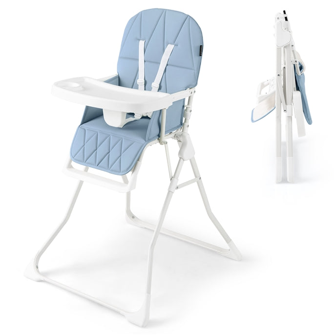 Foldable Baby Highchair Infant Dining Chair with 3-Position Adjustable Tray & Footrest