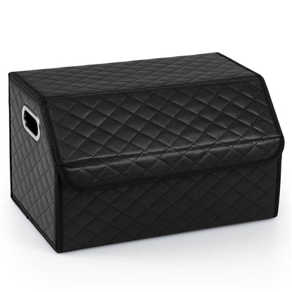 Leather Car Trunk Organizer with Lid Removable Divider and Large Capacity