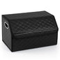 Leather Car Trunk Organizer with Lid Removable Divider and Large Capacity