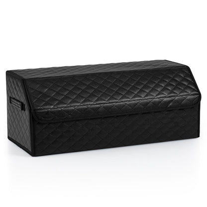 Leather Car Trunk Organizer with Lid Removable Divider and Large Capacity