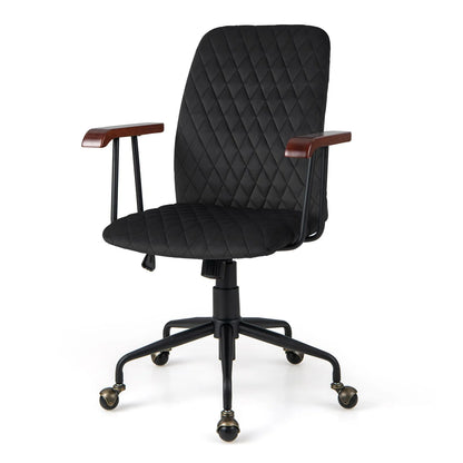 Velvet Office Chair, Ergonomic Swivel Computer Desk Chair with Rubber Wood Armrests