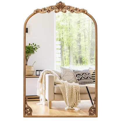 Dramatic Arched Wall Mirror with Baroque Ornate Frame