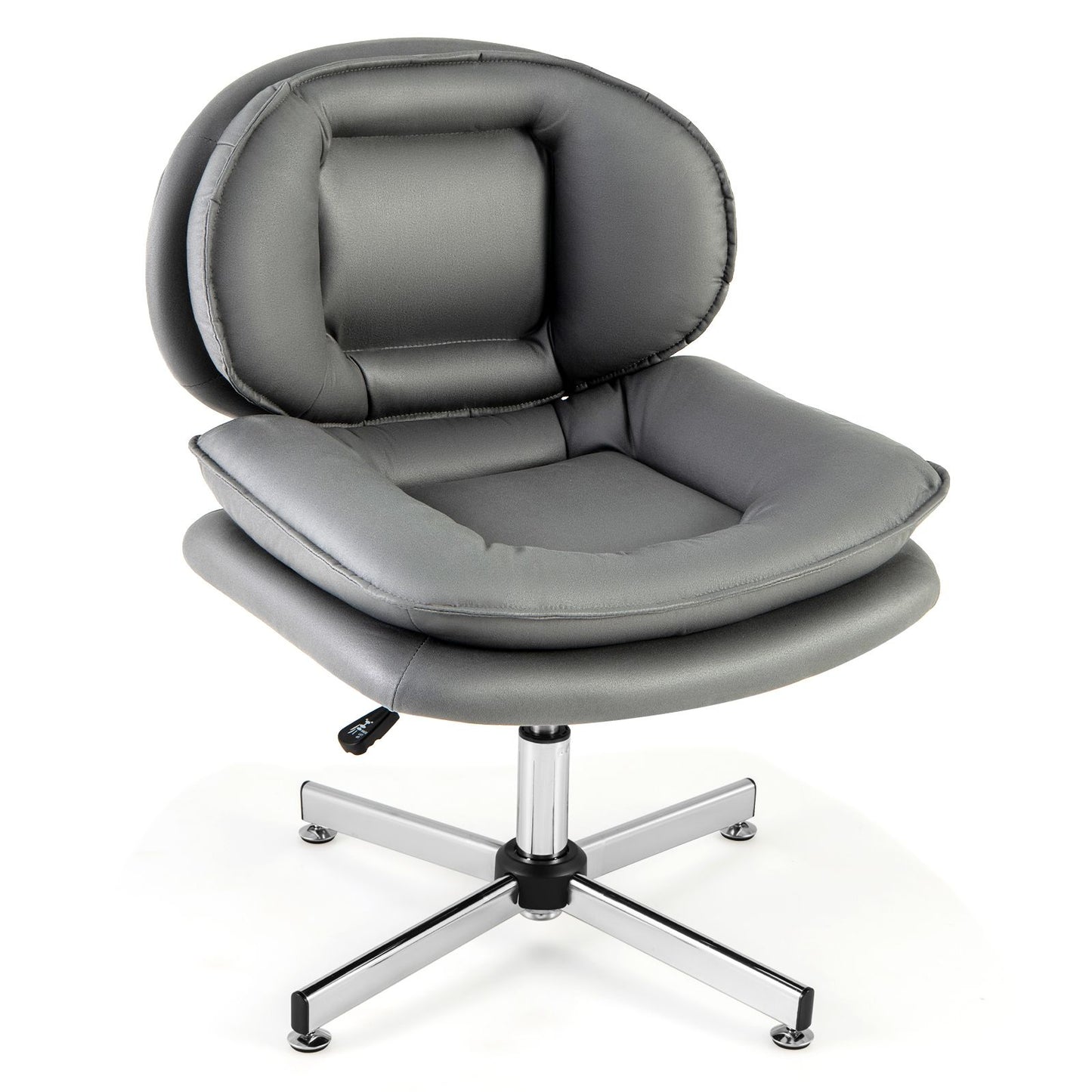 Armless Office Chair with Double Padded Back and Criss Cross Metal Base