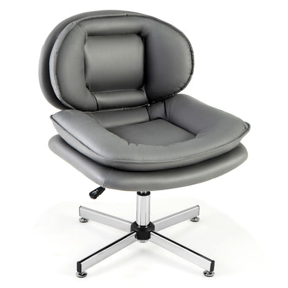 Armless Office Chair with Double Padded Back and Criss Cross Metal Base