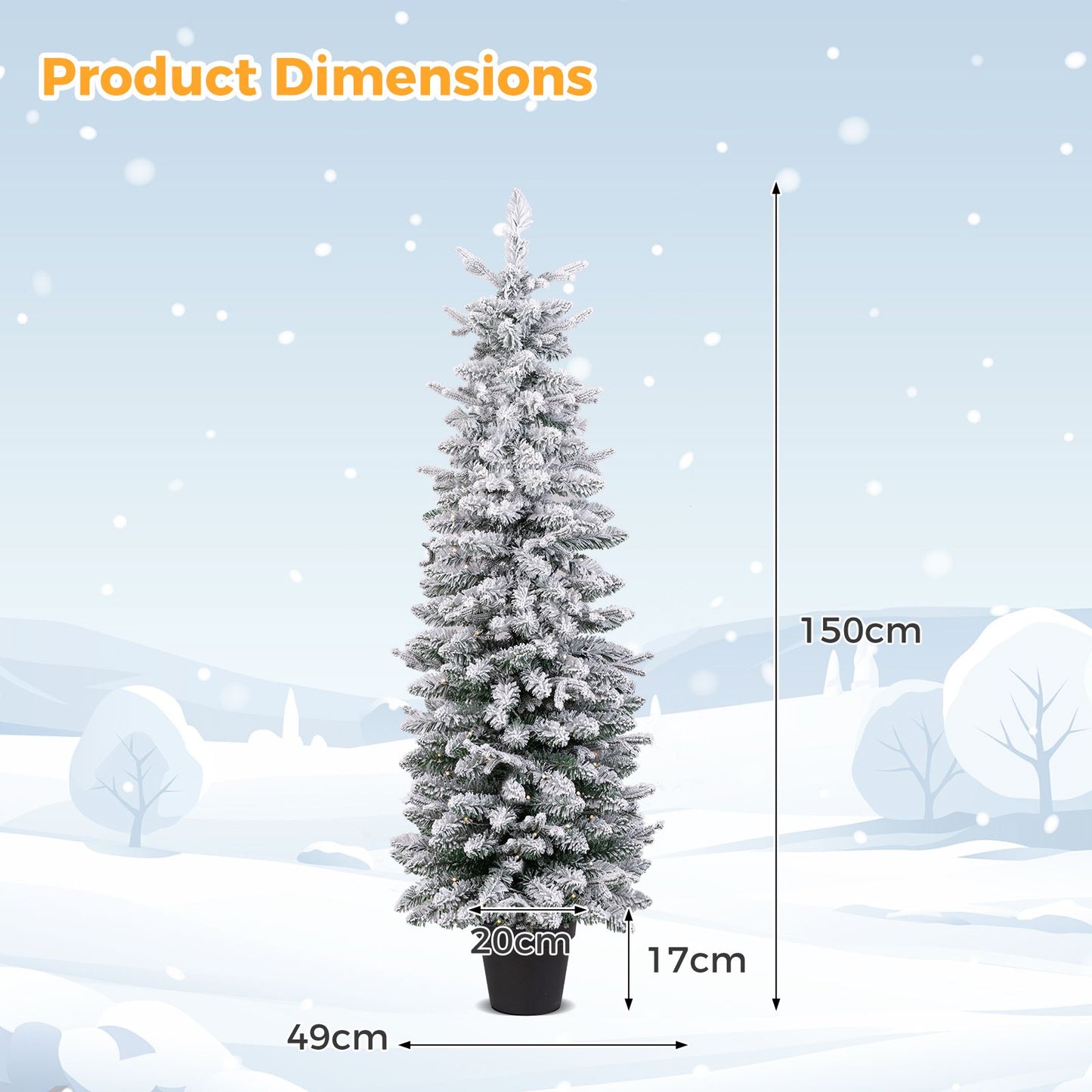 Artificial Pre-lit Christmas Tree Snow Flocked Xmas Tree