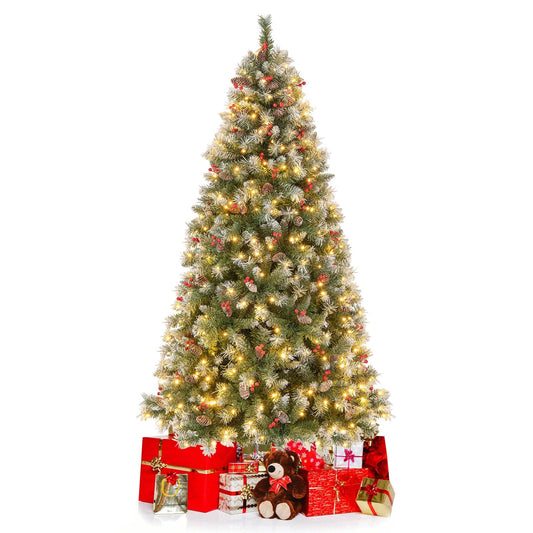 195cm Artificial Xmas Tree with 909 PVC Branch Tips and 420 Warm White LED Lights