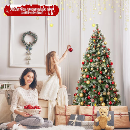 195cm Artificial Xmas Tree with 909 PVC Branch Tips and 420 Warm White LED Lights