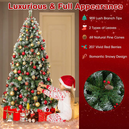 195cm Artificial Xmas Tree with 909 PVC Branch Tips and 420 Warm White LED Lights
