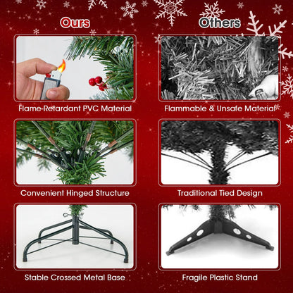 195cm Artificial Xmas Tree with 909 PVC Branch Tips and 420 Warm White LED Lights