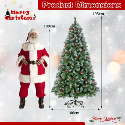 195cm Artificial Xmas Tree with 909 PVC Branch Tips and 420 Warm White LED Lights