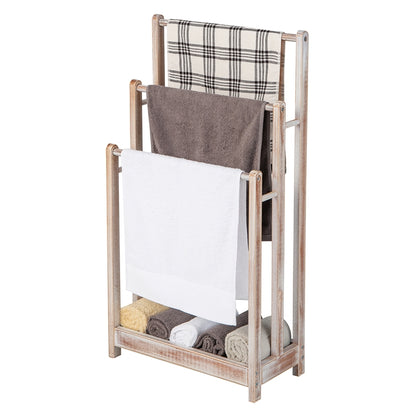 Freestanding Bathroom Towel Rail with Bottom Shelf and Anti-toppling Device