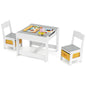Kids Table Chair Set, Double Side Tabletop Table and 2Pcs Chairs with Storage Box