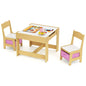 Kids Table Chair Set, Double Side Tabletop Table and 2Pcs Chairs with Storage Box