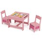 Kids Table Chair Set, Double Side Tabletop Table and 2Pcs Chairs with Storage Box