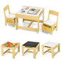 Kids Table Chair Set, Double Side Tabletop Table and 2Pcs Chairs with Storage Box