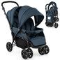 Foldable Twin Tandem Stroller with Adjustable Backrest