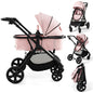 2 in 1 Baby Pushchair, Foldable Travel System Pram with Reversible Seat, Adjustable Canopy & Handle