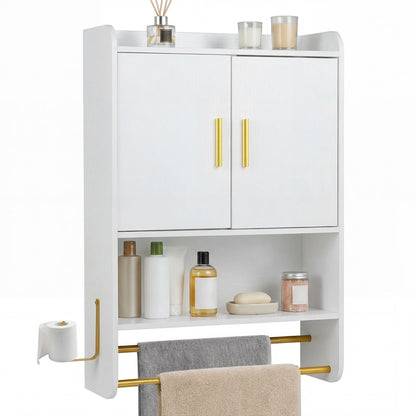 Bathroom Wall Cabinet with Open Shelves and Adjustable Shelf