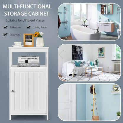 Freestanding Bathroom Floor Cabinet with Single Door and Adjustable Shelf