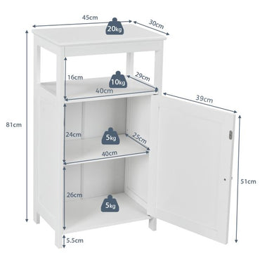 Freestanding Bathroom Floor Cabinet with Single Door and Adjustable Shelf