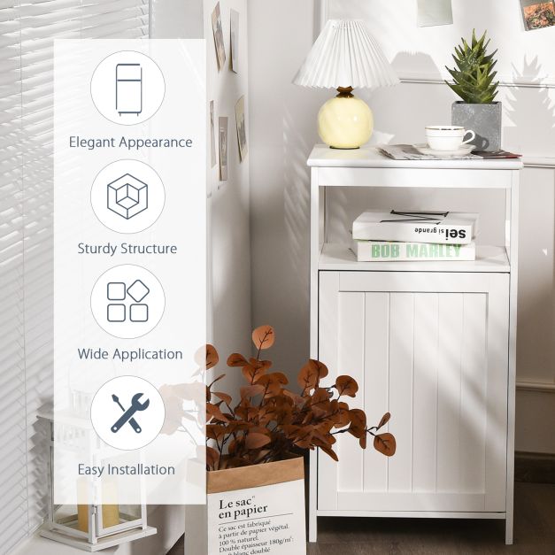 Freestanding Bathroom Floor Cabinet with Single Door and Adjustable Shelf