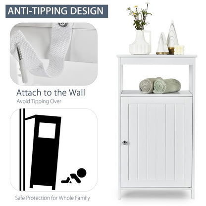 Freestanding Bathroom Floor Cabinet with Single Door and Adjustable Shelf