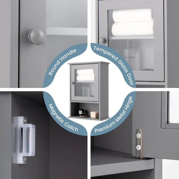 Bathroom Wall Mounted Storage Cupboard with Single Door