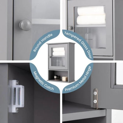 Bathroom Wall Mounted Storage Cupboard with Single Door
