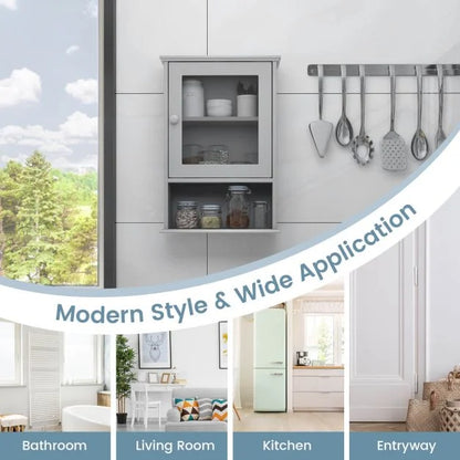 Bathroom Wall Mounted Storage Cupboard with Single Door