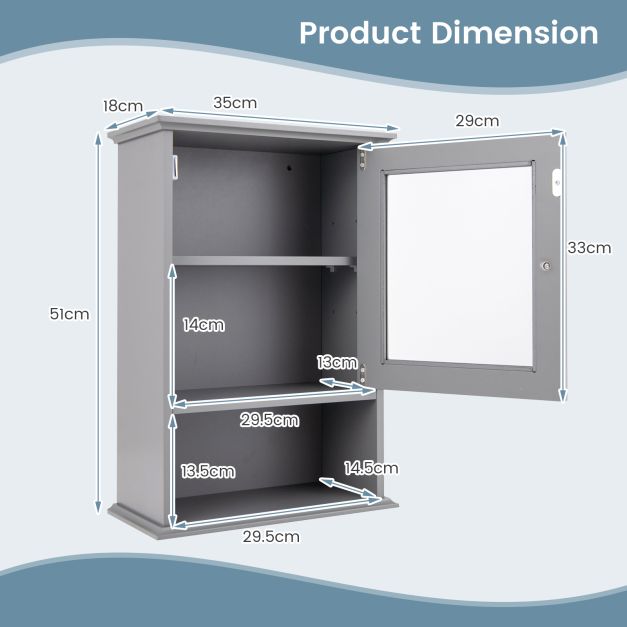 Bathroom Wall Mounted Storage Cupboard with Single Door
