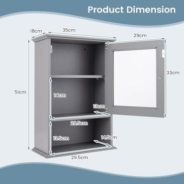 Bathroom Wall Mounted Storage Cupboard with Single Door