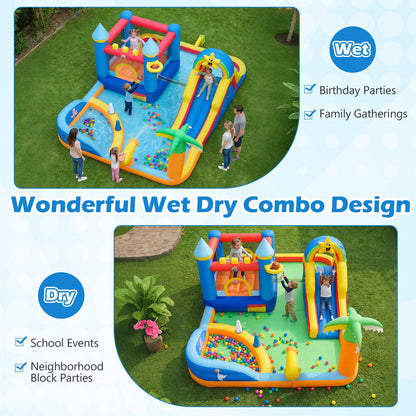 Beach-Themed Inflatable Water Slide with Climbing Wall