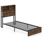Bed Frame with Charging Station and Storage Headboard