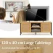 Boho TV Stand Media Console Table with 2 Cabinets and Open Shelf