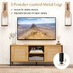 Boho TV Stand Media Console Table with 2 Cabinets and Open Shelf