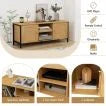 Boho TV Stand Media Console Table with 2 Cabinets and Open Shelf