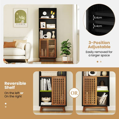 178 CM 5-Tier Bookshelf with Reversible Adjustable Shelf