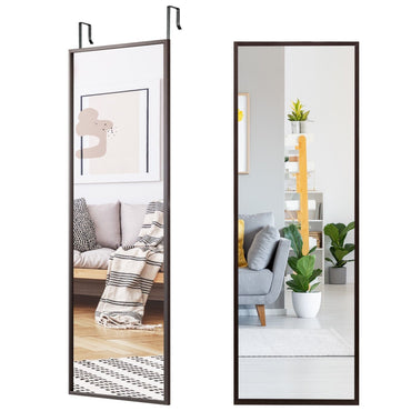Full Length Wall-Mounted Mirror with Height Adjusting Hooks